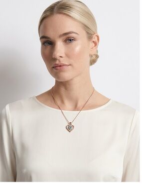 AQUAMARINE ROSE GOLD SILVER PLATED HEART NECKLACE NWOT